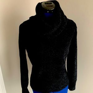 LOFT Black Chenille Cowl Sweater